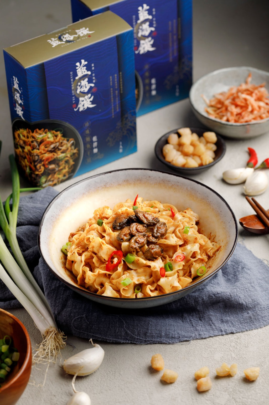 藍海饌-珍珠鮑魚干貝乾拌麵1入裝